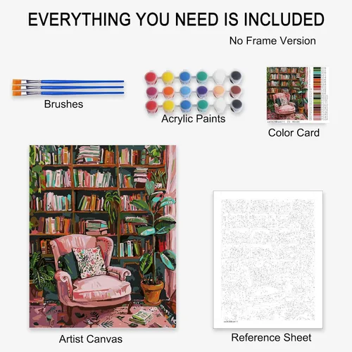 Vista 4 de Kits de pintura por números, lienzo de 16 x 20 pulgadas, pintura al óleo DIY para niños, estudiantes, adultos principiantes con pinceles y pigmento