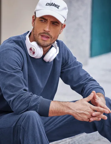 Vista 3 de COOFANDY Conjunto deportivo de 2 piezas para hombre, sudadera de manga larga, sin botones, para deportes, casual, fitness, trotar