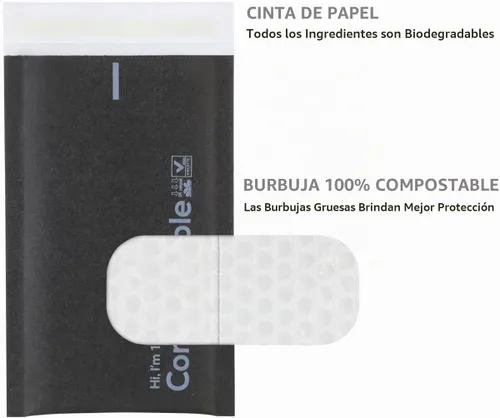Vista 3 de KTOB 4x8 Sobres de burbujas 100% biodegradables Negro