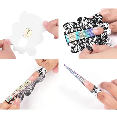 Vista 3 de DouborQ 500 piezas de formas de uñas acrílicas, puntas de extensión de uñas, formas de uñas para uñas acrílicas, uñas de gel UV, calcomanías de guía