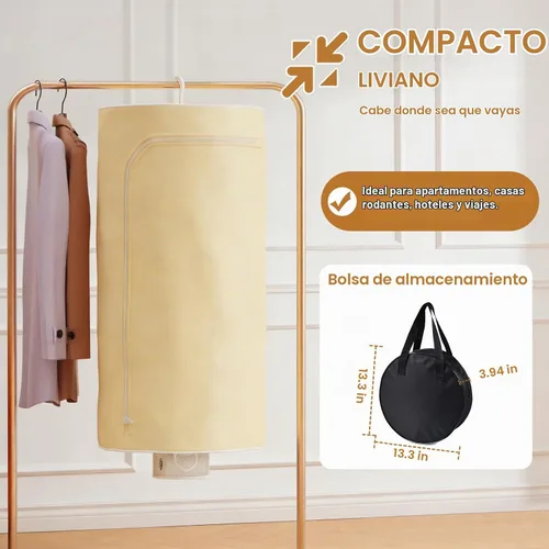 Vista 3 de Secador portátil multifuncional 3 en 1 para secadora de ropa, secadora de botas, con ajuste de tiempo, control remoto, lavandería, apartamentos, RV