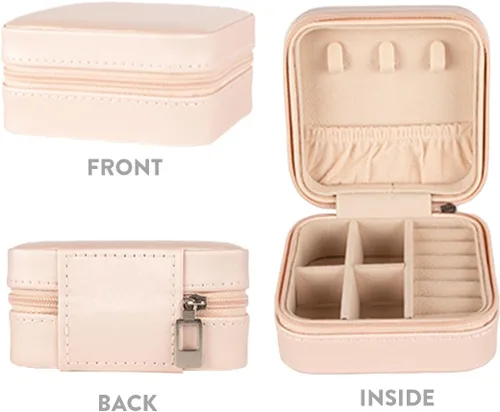 Vista 6 de Andaz Press Joyero personalizado para mujeres, estuche de viaje portátil pequeño de 4 x 4 pulgadas, organizador de almacenamiento para accesorios