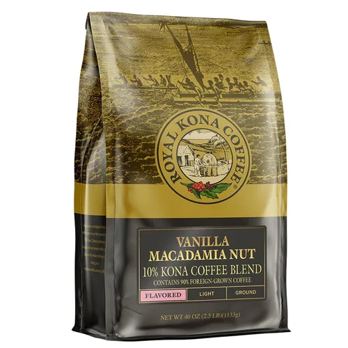 Vista 10 de ROYAL KONA COFFEE - Café molido tostado medio, sabor a chocolate y macadamia, 8 onzas