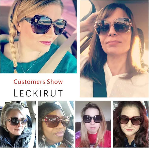 Vista 6 de LECKIRUT - Lentes de sol de gran tamaño para mujer, lentes de sol clásicos y a la moda con protección UV polarizada