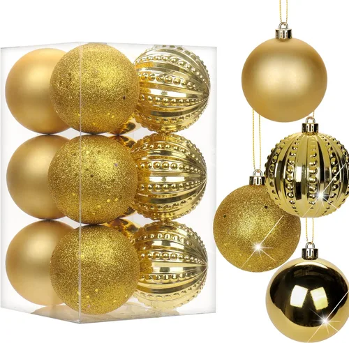 Vista 15 de Adornos de bolas de Navidad negras de 2.36 pulgadas, 25 piezas inastillables, set de adornos de Navidad, bolas de Halloween, adorno negro para árbol