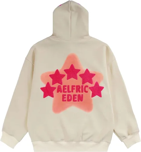Vista 2 de Aelfric Eden Sudaderas con capucha para mujer, con estampado de estrellas rosadas, unisex, de gran tamaño, manga larga, bolsillo