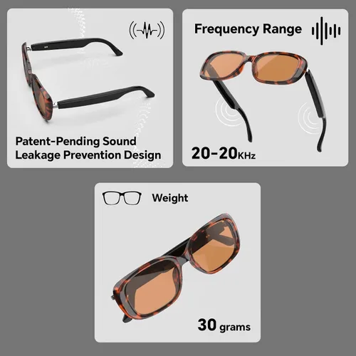 Vista 7 de Gafas de sol inteligentes con audio Bluetooth con altavoces, protección UV400, lentes de bloqueo de luz azul para hombres y mujeres Uf-17