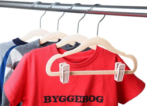 Vista 4 de Finnhomy ropa gancho de ropa para bebé y Kids 30-Pack de terciopelo antiderrapante colgador con 10 Clips de dedo