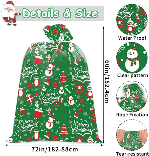 Vista 6 de HYmoso 1 pieza bolsas de regalo de Navidad extragrandes, bolsas de regalo jumbo para bicicleta para regalos navideños enormes de gran tamaño, bolsa