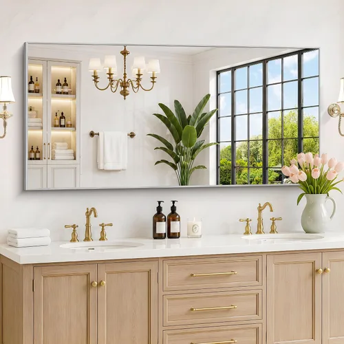Vista 57 de DESBING 16"x20" Bathroom Mirror for Over Sink, Black Framed Wall Mirror Negro