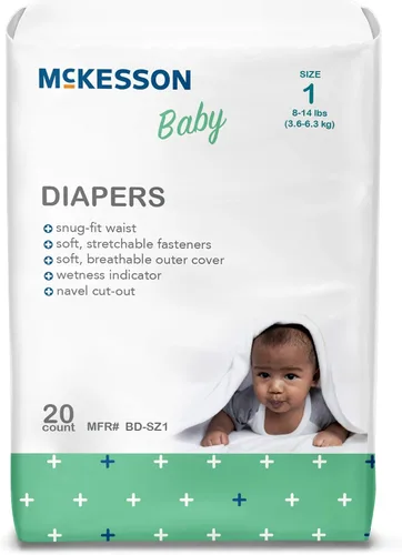 Vista 2 de McKesson Pañales para bebé, talla 1 (8 libras a 14 libras), 20 unidades, 1 paquete