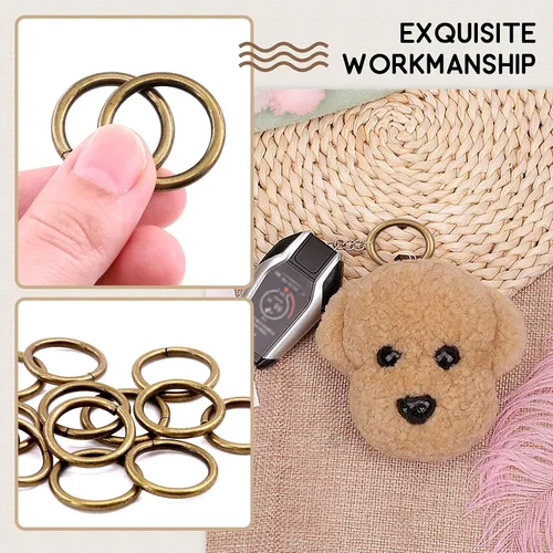 Vista 5 de Kit de 60 anillos de metal para cinturones, pasadores o anillos para macramé, cinturón de campamento, correas de perro, accesorios de sable de luz
