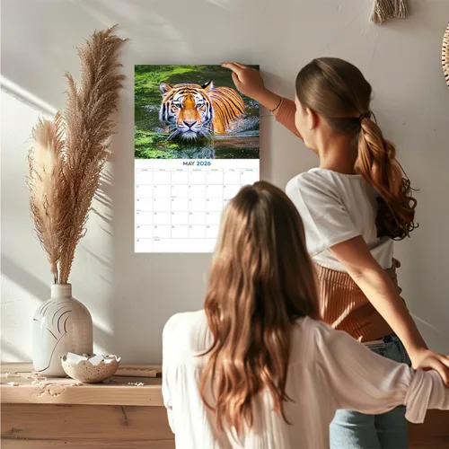 Vista 282 de Calendario de grises africanos 2025 2026 – Planificador mensual de pared de aves africanas – 12 x 18 pulgadas (abierto), calendario de pared