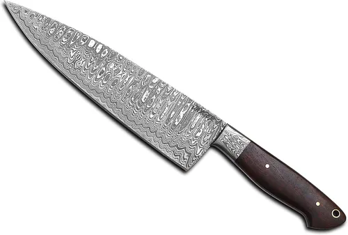 Vista 7 de Cuchillo de chef de cocina de Damasco - Cuchilla afilada - Cuchillos profesionales de espiga completa Cuchillo de carnicero - Cuchillo de barbacoa