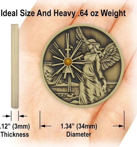 Vista 6 de Medallón de bronce de la moneda del ángel de la guarda, ficha del regalo