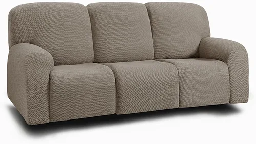 Vista 45 de ULTICOR Fundas jacquard para sofá reclinable de 8 piezas, fundas elásticas para sofá reclinable de 3 cojines, gruesas, suaves y lavables (estilo 3)
