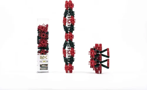 Vista 6 de Lux Blox Juego de juguetes flexibles para ansiedad (30 piezas) con bloques de construcción flexibles y versátiles rojo/negro