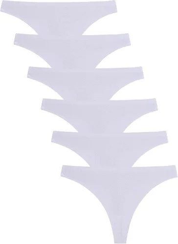 Vista 15 de Paquete de 10 tangas sin costuras para mujer, ropa interior transpirable, conjunto de tanga que no se ve Multicolor - 11