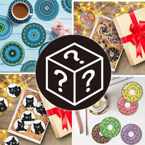 Vista 5 de 200 Estilos de Posavasos de Diamante Caja Sorpresa con Soporte DIY Arte de Diamante Posavasos Caja Sorpresa para Adultos Kits de Diamantes