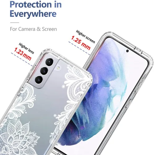 Vista 2 de Funda para Galaxy S21 Plus 5G, Samsung S21+ SM-G996U con protector de pantalla de vidrio templado, funda protectora de cuerpo completo