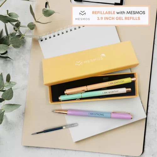 Vista 6 de MESMOS Juego de 3 bolígrafos de punta fina de 0.7mm con tinta de gel, juego de bolígrafos elegante para mujeres, regalos inspiradores para mujeres