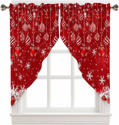 Vista 10 de Cenefas con festón a cuadros en blanco y negro para ventanas, cortinas de cocina estilo granja de 36 pulgadas de largo, juego de 2 paneles, cortinas