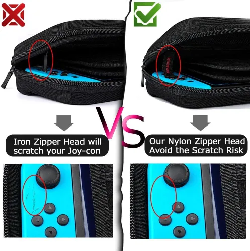 Vista 5 de daydayup Funda para Switch y protector de pantalla de vidrio templado compatible con Nintendo Switch, funda de transporte de viaje rígida de lujo