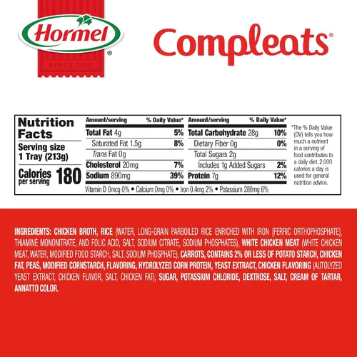 Vista 2 de HORMEL COMPLEATS Bandeja de microondas de arroz y pollo, 7.5 onzas (paquete de 7)