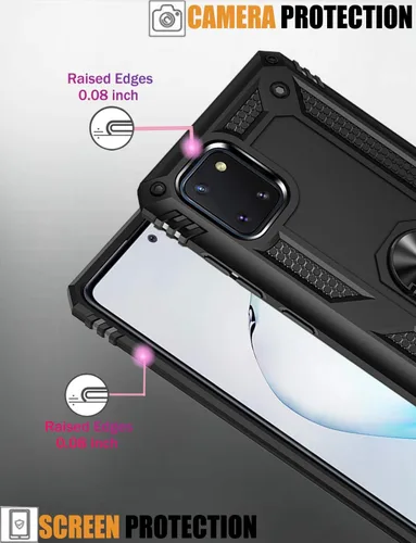 Vista 4 de Funda para Galaxy Note 10 Lite - Funda protectora de grado militar con soporte magnético para anillo de coche, cubierta de soporte para Samsung