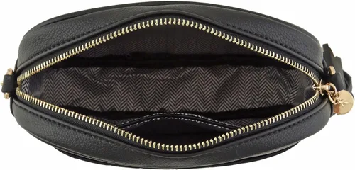 Vista 8 de Bolsa cruzada para cámara con acolchado en zigzag de FashionPuzzle con correa de cadena y borla Negro