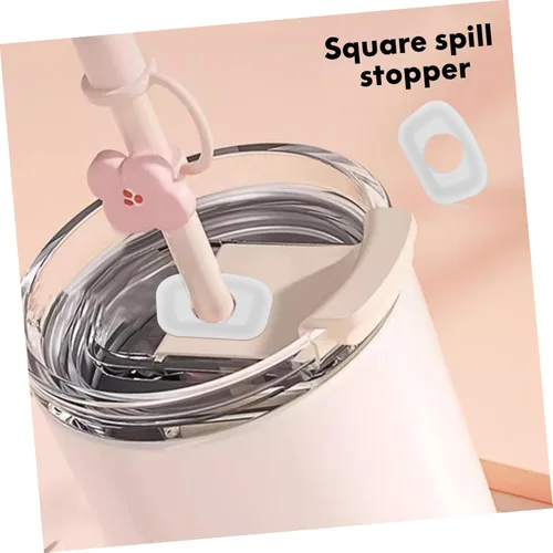 Vista 9 de 12Pcs Silicone Spill Stoppers Set with Straw Cover Cleaning Brushes Leakproof for Cup Includes Stoppers