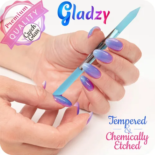 Vista 5 de Gladzy - Empujador de cutículas de vidrio, barra de manicura, calidad checa auténtica, removedor de cutículas de precisión profesional, superficie