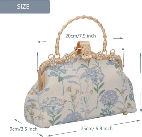 Vista 2 de YeBon Retro Shoulder Chain Messenger Clutch Chinese Style Embroidered Jacquard Women's Evening Bags