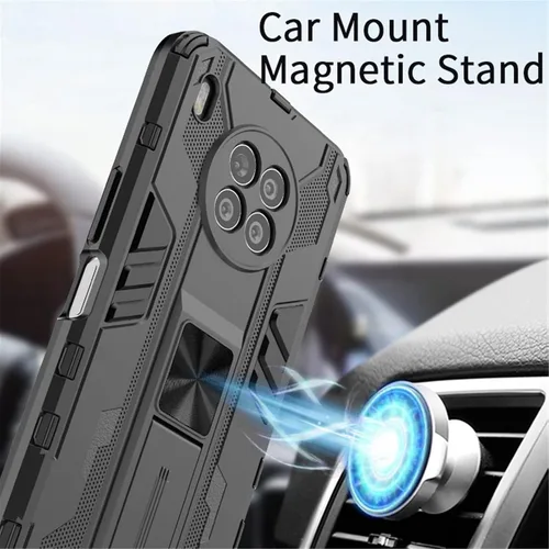 Vista 3 de Asuwish Funda para teléfono Honor 50 Lite/Huawei Nova 8i con protector de pantalla de vidrio templado y soporte delgado, híbrido, resistente, Negro
