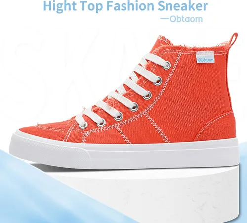 Vista 29 de Obtaom Zapatos de lona de alta calidad para mujer/hombre para jugar a media pantorrilla, zapatillas de deporte de moda casuales con cordones de alta