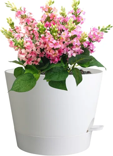 Vista 25 de Meowell Macetas grandes de 12 pulgadas con riego automático para plantas de interior y exterior, macetas para flores con orificios de drenaje