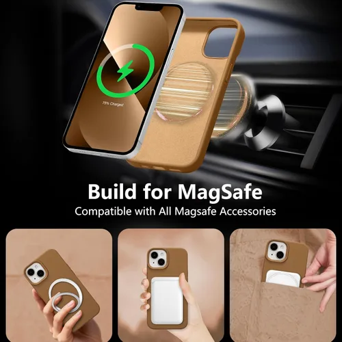 Vista 629 de Funda magnética de silicona para iPhone 13 Pro, color blanco antiguo [Compatible con Magsafe] [Forro de microfibra suave antiarañazos], funda