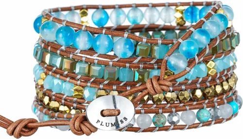 Vista 3 de Plumiss Women Boho Handmade Natural Stone Crystal Leather Bead Wrap Bracelets Collection