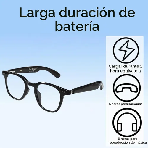 Vista 7 de Gafas Inteligentes Bluetooth, Gafas de Sol con Protección UV y Luz Azul, Traducción AI en Tiempo Real con 140 Idiomas, Control Táctil, Música y Negro