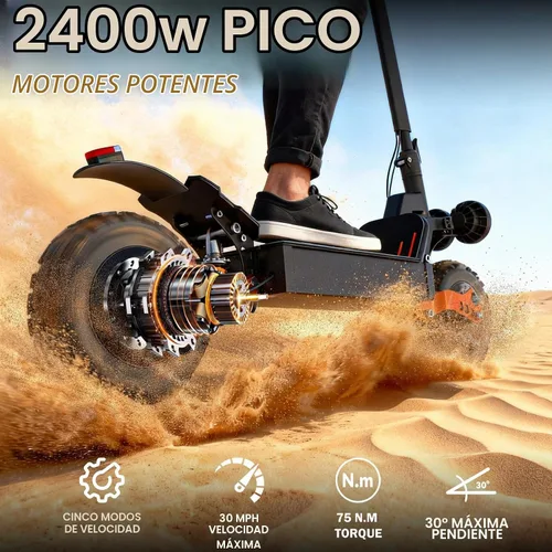Vista 2 de Electric Scooter for Adults, 2400W & 1600W Off-Road Foldable E Scooter Dos 1600W gris oscuro
