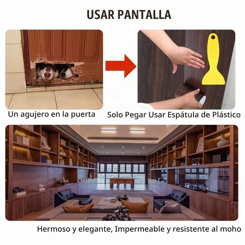 Vista 3 de Cinta de Reparación de Veta de Madera Realista de 4" x 33', Parche de Reparación de Veta de Madera Autoadhesivo para Mesas, Sillas, Puertas Marrón