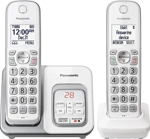 Vista 4 de Panasonic Expandable teléfono inalámbrico con Call bloque y contestadora, Metallic Black
