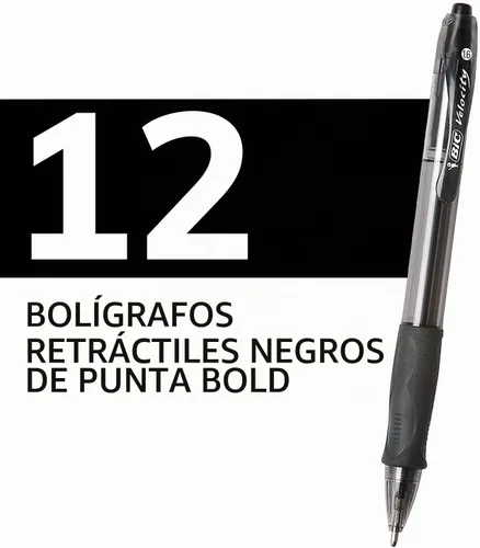 Vista 4 de BIC VLGB11BK Velocity Bolígrafo retráctil, tinta negra, 0.063 in, audaz, docena