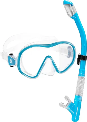 Vista 8 de Cressi Máscara de buceo sin marco de lente única y snorkel seco para esnórquel, buceo, F-Dual y Tao Dry: diseñado en Italia