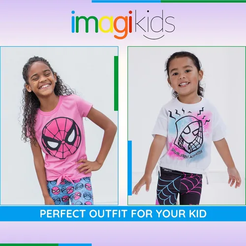 Vista 3 de Marvel - Conjunto de camiseta y leggings para niñas, desde niños pequeños hasta niños grandes (2T - 14-16)