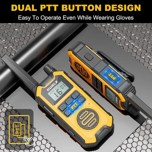 Vista 4 de Walkie Talkies para adultos de largo alcance – Paquete de 4 radios bidireccionales FRS recargables de alta resistencia con alerta meteorológica