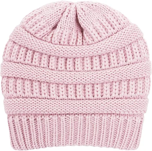 Vista 4 de Gorro de invierno para mujer, sombrero de protección para el cabello, gorro de punto cable suave, gorro de nieve con forro de satén para mujer