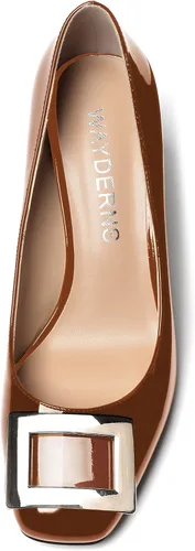 Vista 3 de WAYDERNS Zapatos de tacón alto con puntera cuadrada para mujer, de 3 pulgadas