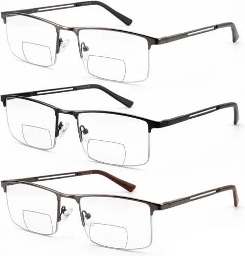 Vista 9 de 3 Pack Men Anti Blue Light Reading Glasses, Progressive & No Line Bifocal Readers