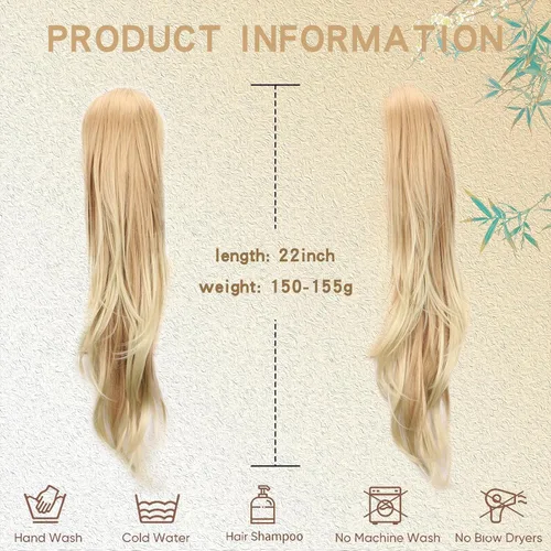 Vista 8 de Extensión de cola de caballo de cabello lacio, mezcla de extensiones de cola de caballo con cordón, rubias para mujer, múltiples capas, sintético